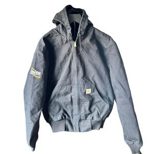 Carhartt Black Duck Canvas Full Zip Hooded Active Jacket Mesh Lined Men’s M